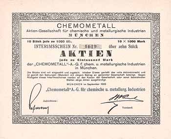 CHEMOMETALL AG für chemische und metallurgische Industrie