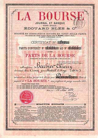 La Bourse - Journal et Banque Édouard Blée & Co.