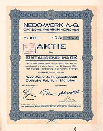 Nedo-Werk AG Optische Fabrik in München