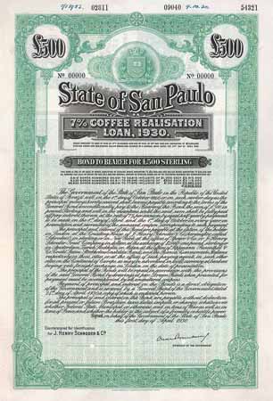 State of San Paulo 7 % Coffee Realisation Loan 1930