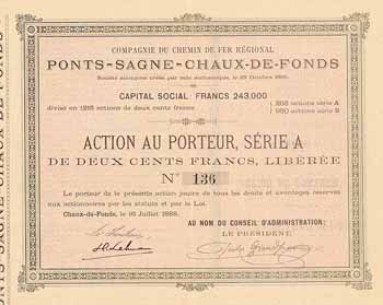 Cie. du Chemin de Fer Régional Ponts-Sagne-Chaux-de-Fonds S.A.