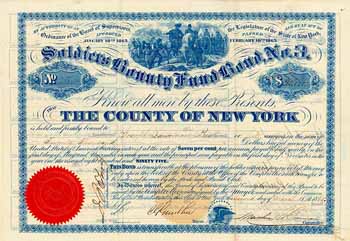 County of New York, Soldiers Bounty Fund Bond, No. 3