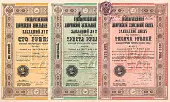 Reichs-Bodencredit-Bank für den Adel (3 Stücke von 1912)