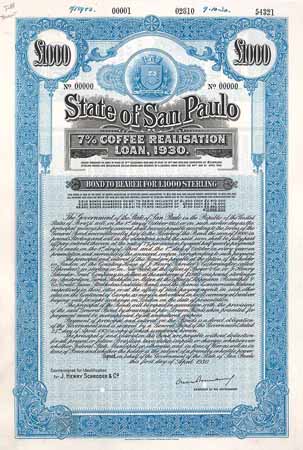 State of San Paulo 7 % Coffee Realisation Loan 1930