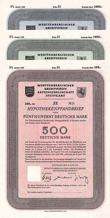 Württembergischer Kreditverein AG (3 Stücke)