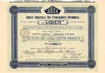 Soc. Industrielle des Etablissements Automobiles "SIDEA"
