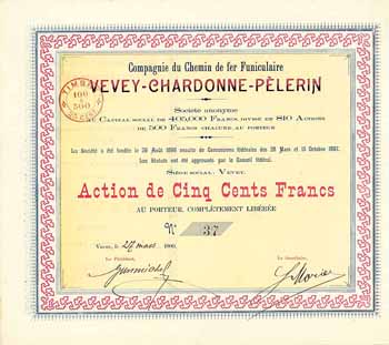 Cie. du C.d.F. Funiculaire Vevey-Chardonne-Pèlerin S.A.
