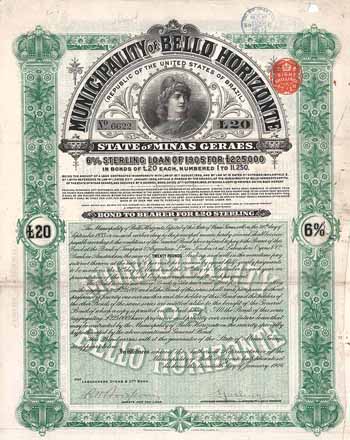 Municipality of Bello Horizonte 6 % Sterling Loan of 1905