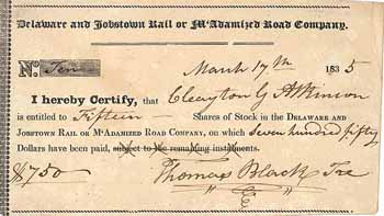 Delaware and Jobstown Rail or M‘Adamized Road Co.