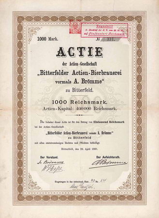 Bitterfelder Actien-Bierbrauerei vormals A. Brömme