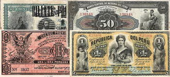 Banknoten-Konvolut Peru (16 Stücke)