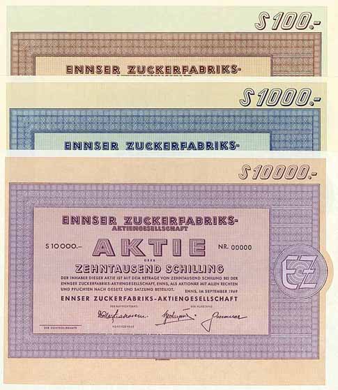 Ennser Zuckerfabriks-AG AG (3 Stücke)
