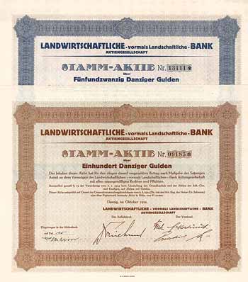 Landwirtschaftliche - vormals Landschaftliche - Bank AG (2 Stücke)