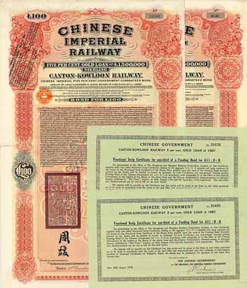 Chinese Imperial Railway Canton-Kowloon Railway (4 Stücke)