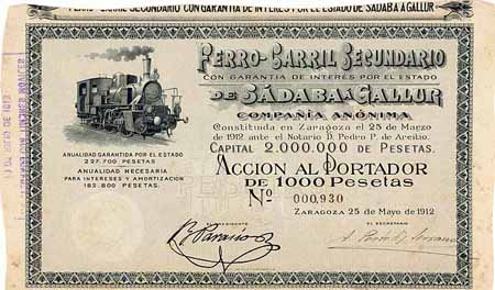 Ferro-Carril Secundario de Sadaba a Gallur C.A.