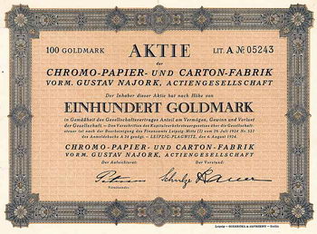 Chromo-Papier- und Carton-Fabrik vorm. Gustav Najork AG