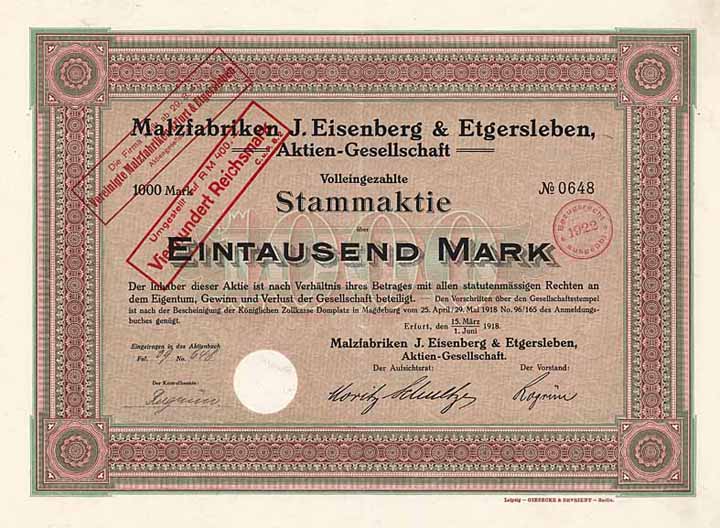 Malzfabriken J. Eisenberg & Etgersleben AG