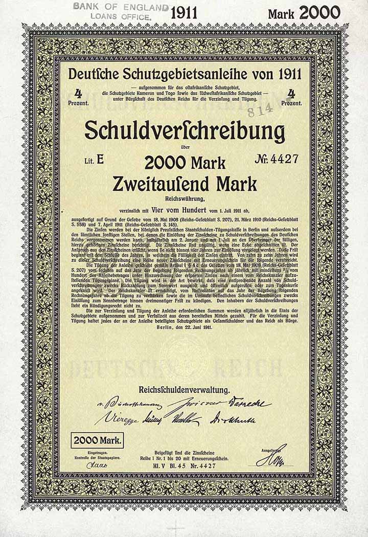 Deutsche Schutzgebietsanleihe von 1911