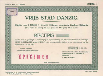 Vrije Stad Danzig (Free City of Danzig (Tobacco Monopoly))