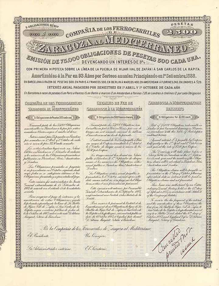 Cia. de los Ferrocarriles de Zaragoza al Mediterráneo (Saragossa & Mediterranean Railways)