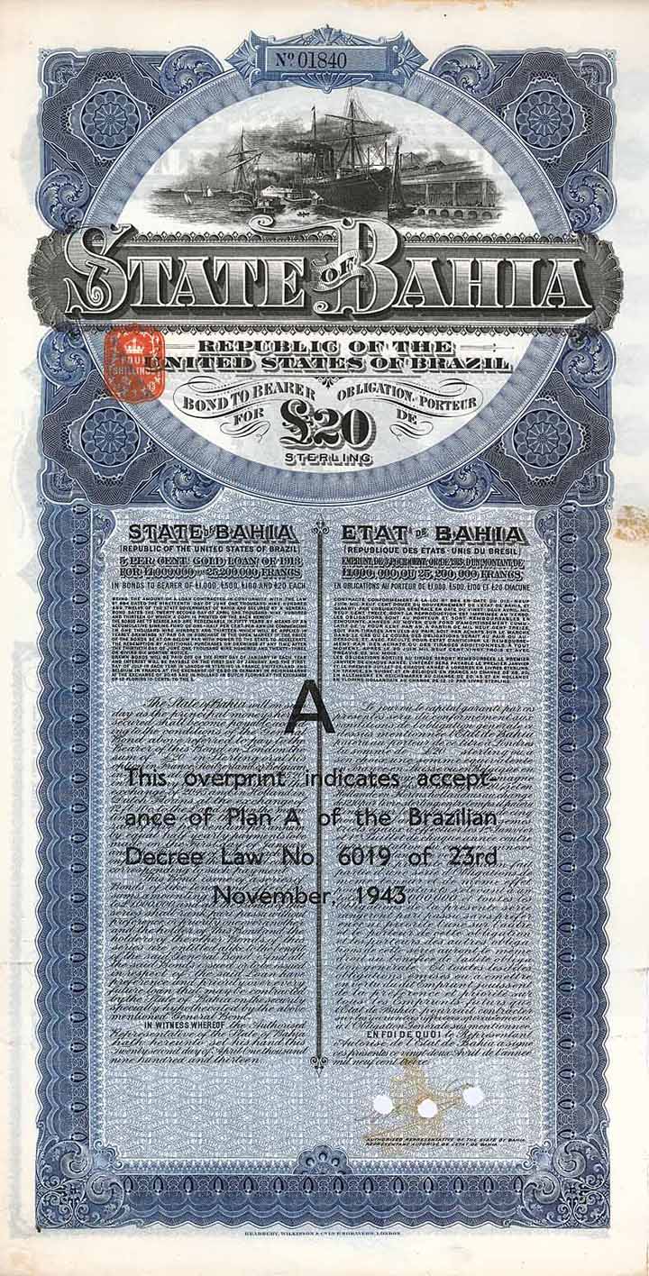 State of Bahia 5 % Gold Loan of 1913
