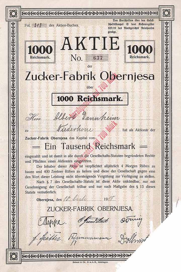 Zucker-Fabrik Obernjesa