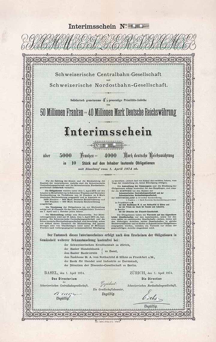 Schweizerische Centralbahn und Schweizerische Nordostbahn