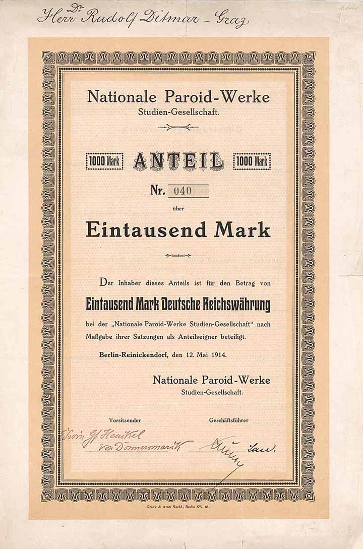 Nationale Paroid-Werke Studien-Gesellschaft