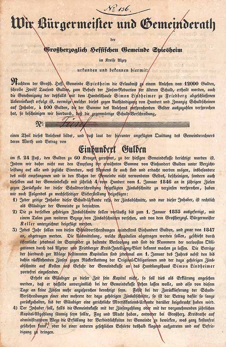 Großherzoglich Hessische Gemeinde Spiesheim im Kreise Alzey