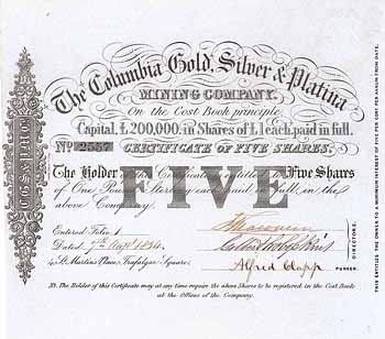 Columbia Gold, Silver & Platina Mining Co.