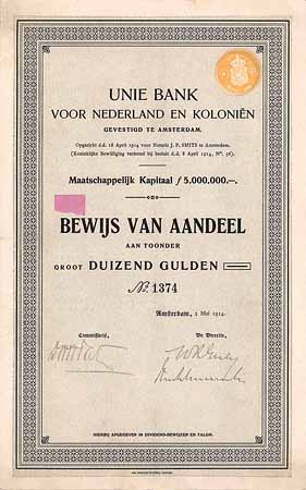 Unie Bank voor Nederland en Kolonien