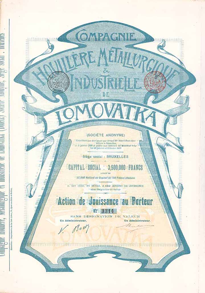 Cie. Houillère Métallurgique & Industrielle de Lomovatka S.A.