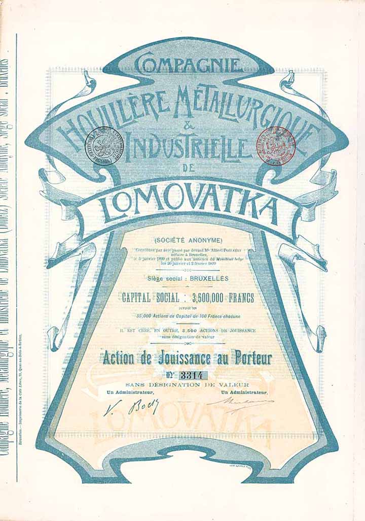 Cie. Houillère Métallurgique & Industrielle de Lomovatka S.A.