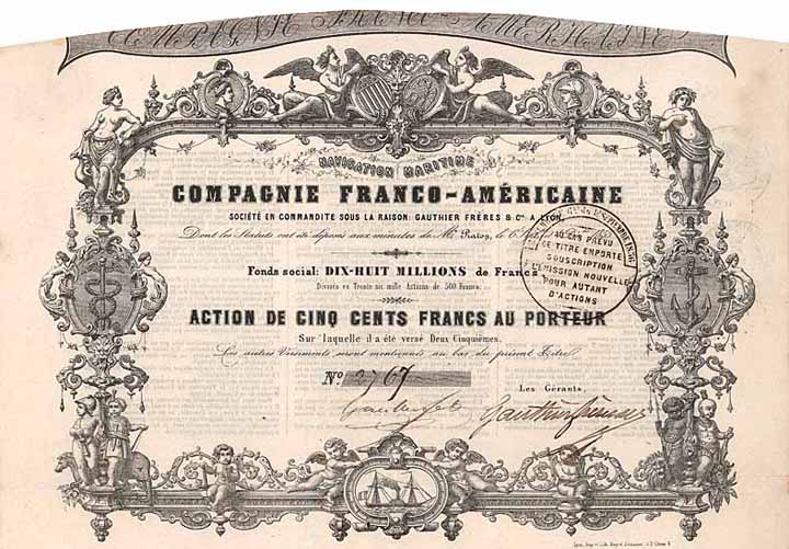 Navigation Maritime Compagnie Franco-Américaine Soc. en Comm. Gauthier Frères & Cie.