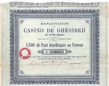 Exploitation du Casino de Ghésireh au Caire (Égypte)