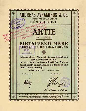 Andreas Avramikos & Co. AG (überdruckt: Pinguin Zigarettenfabrik AG)