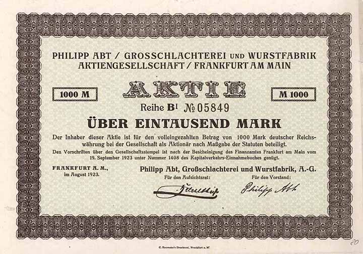 Philipp Abt Großschlachterei und Wurstfabrik AG