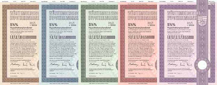 Württembergische Hypothekenbank (5 Stücke)