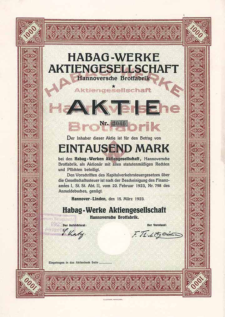 Habag-Werke AG Hannoversche Brotfabrik