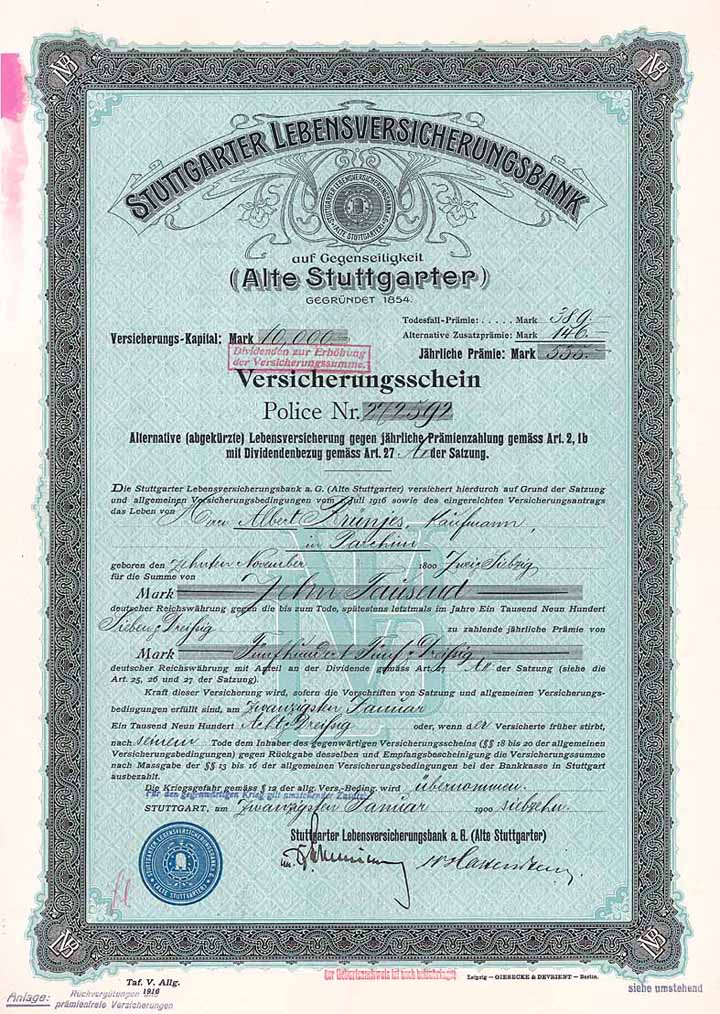 Stuttgarter Lebensversicherungsbank auf Gegenseitigkeit (Alte Stuttgarter)