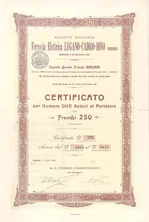 S.A. Ferrovia Elettrica Lugano-Cadro-Dino (SONVICO)