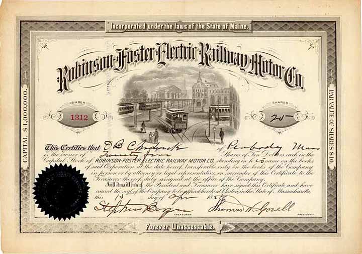 Robinson-Foster Electric Railway Motor Co.