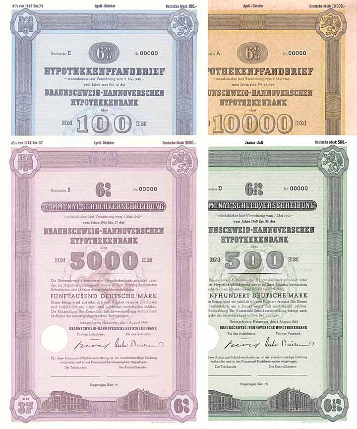 Braunschweig-Hannoversche Hypothekenbank - Konvolut (18 Stücke)