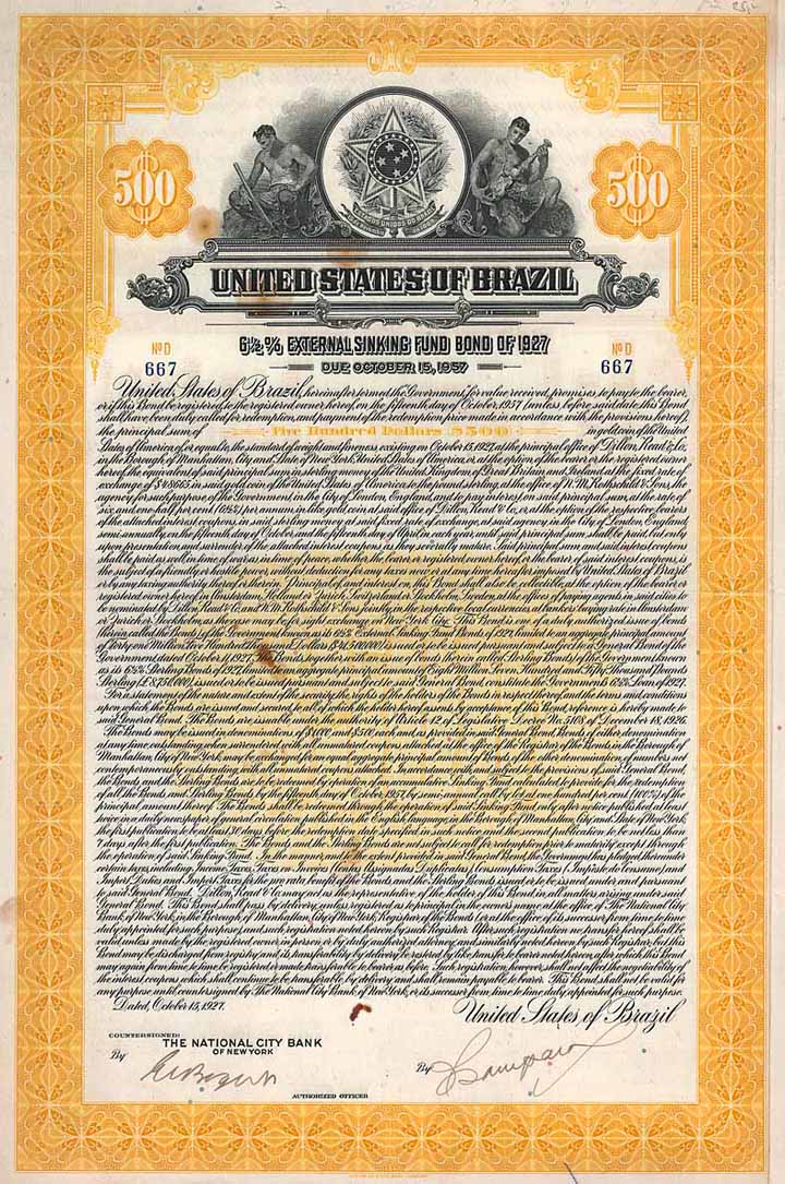 United States of Brazil 6,5 % External Gold Loan of 1927