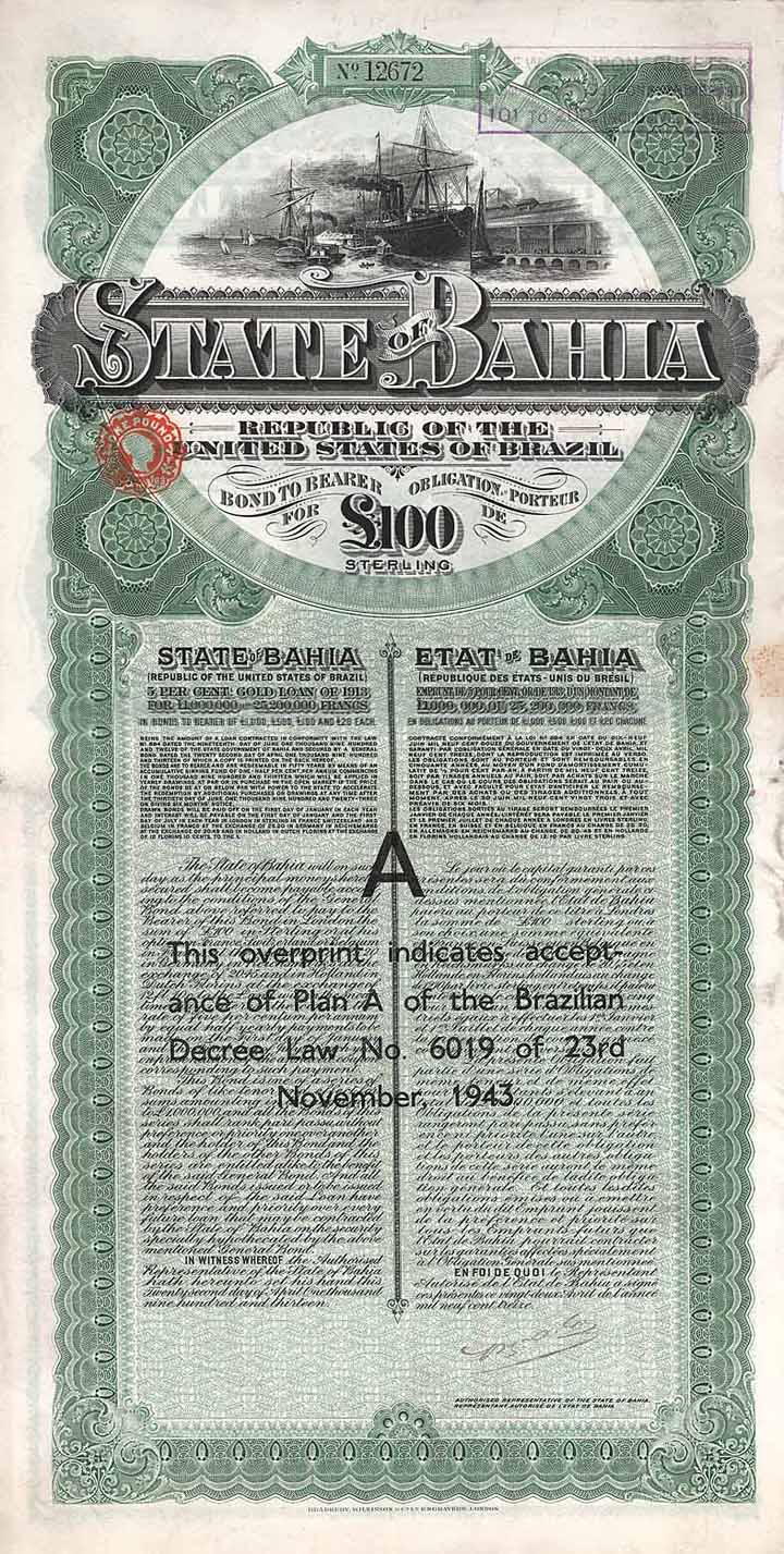 State of Bahia 5 % Gold Loan of 1913