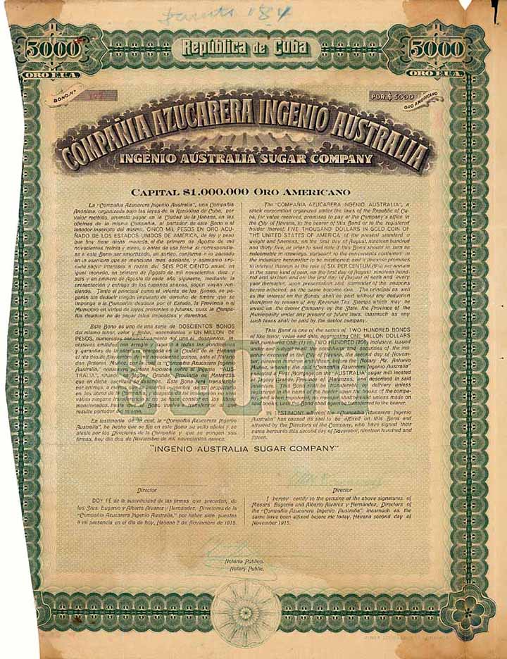 Cia. Azucarera Ingenio Australia (Ingenio Australia Sugar Co.)