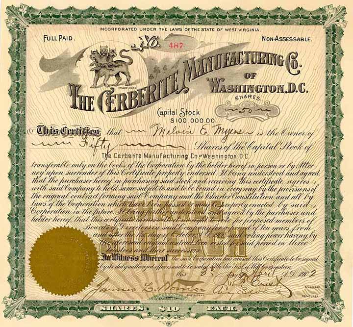 Cerberite Manufacturing Co. of Washington