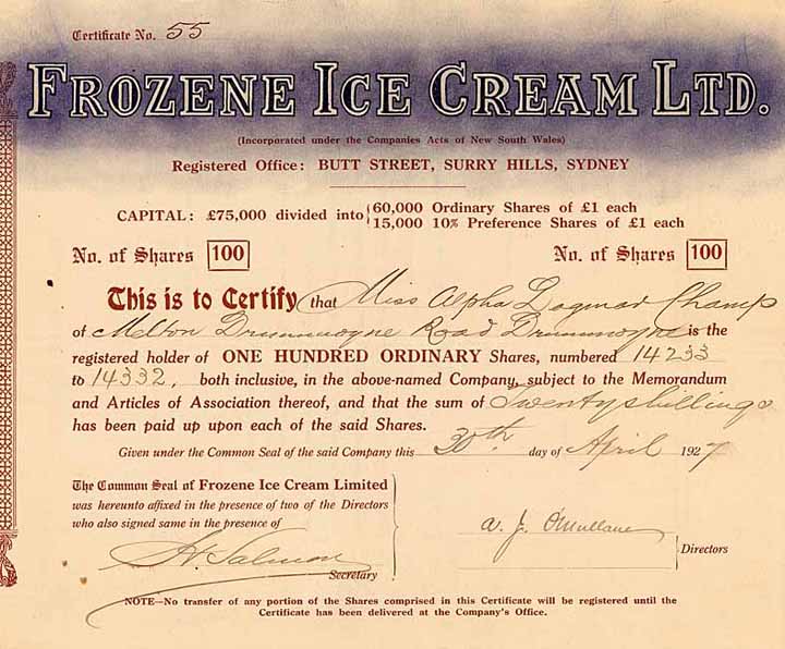 Frozene Ice Cream Ltd.