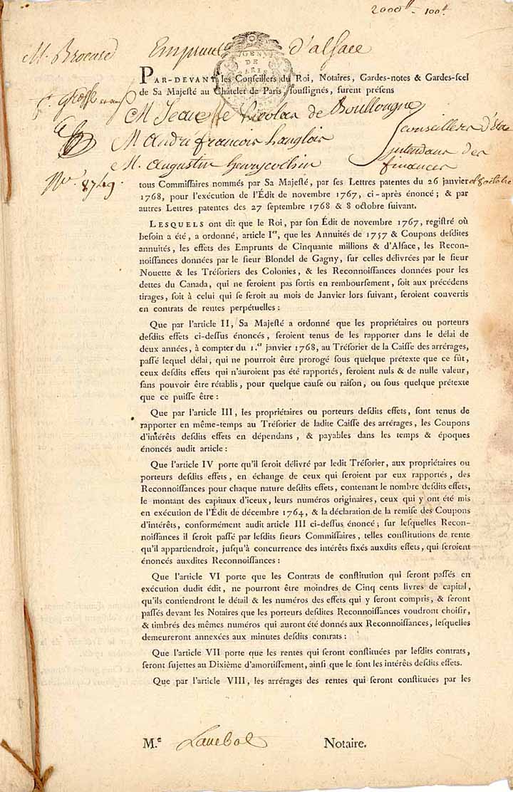 Königreich Frankreich Édit de November 1767