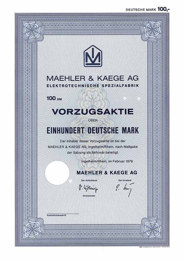 Maehler & Kaege AG Elektrotechnische Spezialfabrik